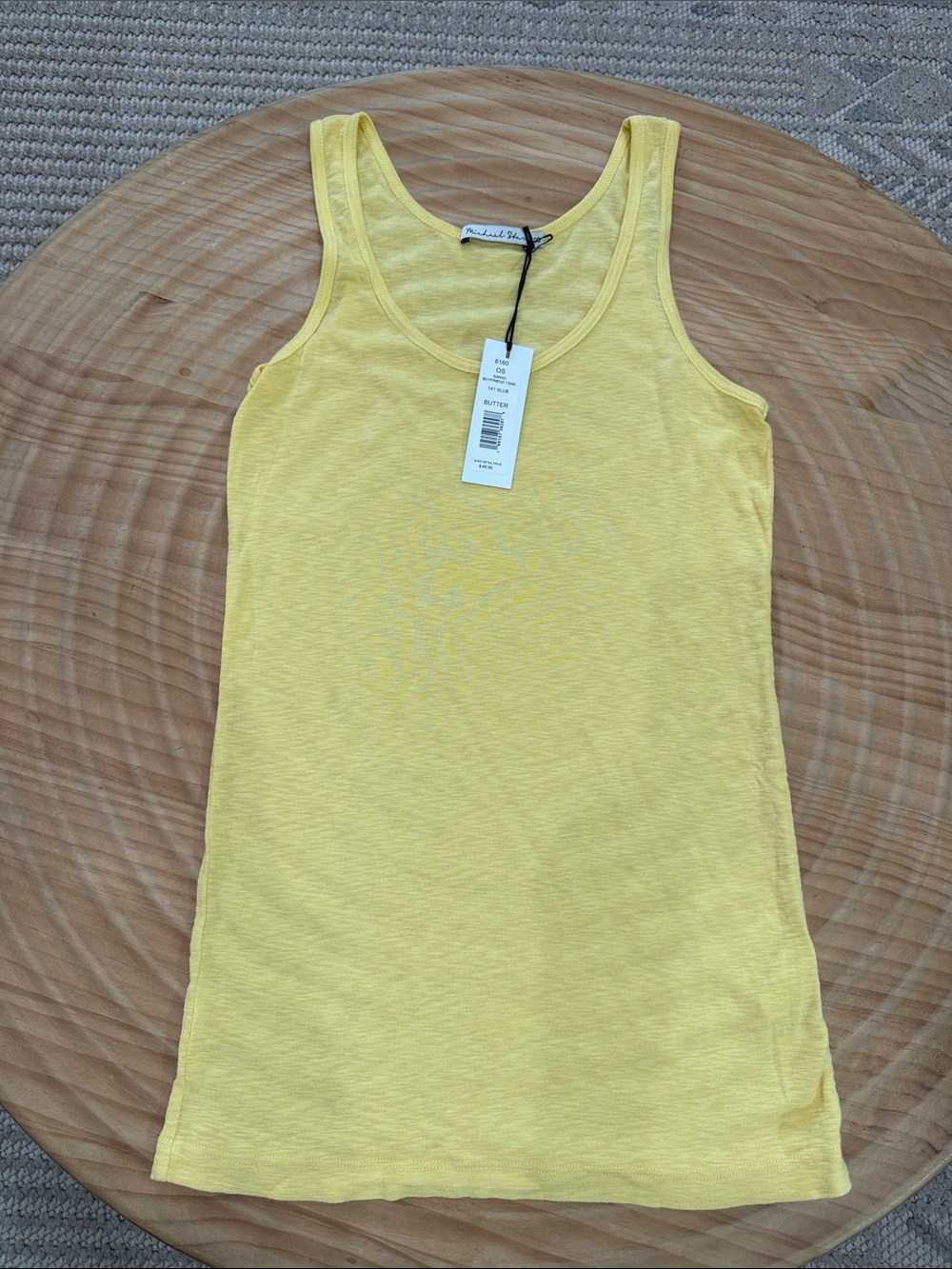 Michael Stars Yellow/ butter Ribbed Scoop Tank